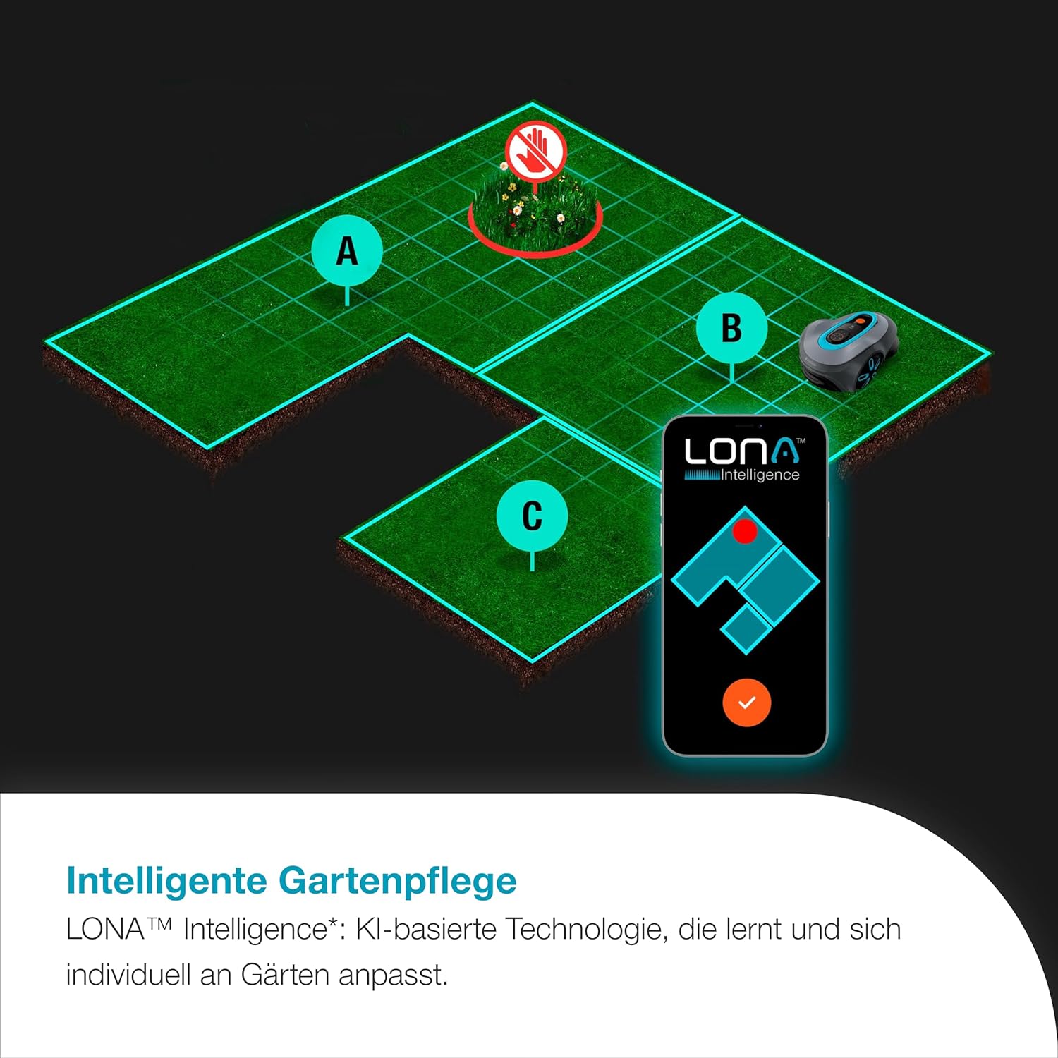 Gardena smart SILENO pro 600 m² Mähroboter, für Rasenflächen bis 600 m², LONA Intelligence, Trim-to-Edge, DuoConnect, leiser Betrieb, intelligenter Mäher mit App Steuerung (19802-20)