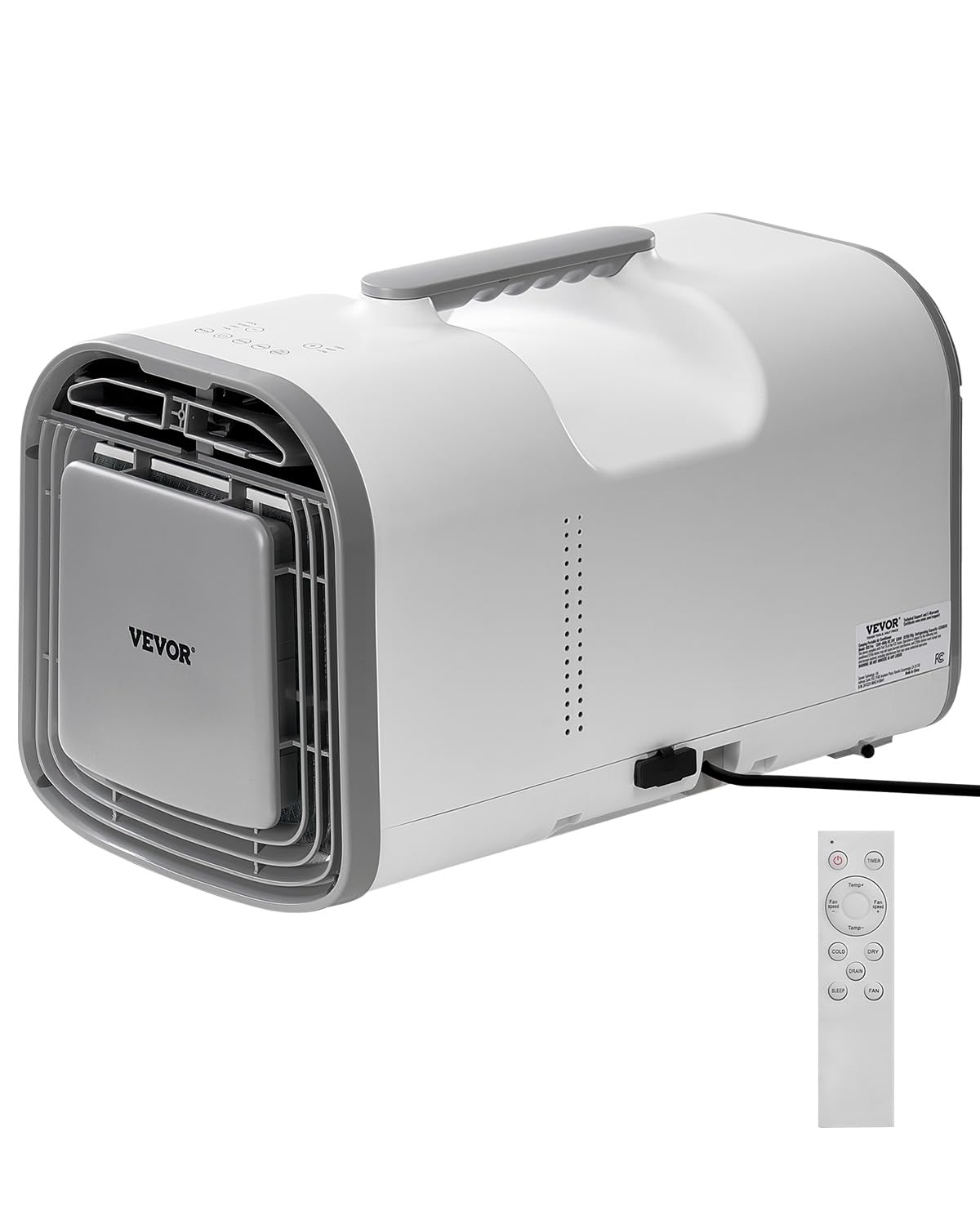 VEVOR Adjustable Portable Air Conditioner, 3 Speed, 1070 kcal, 24 Hour Timer, 16 to 32°C, AC/DC, Outdoor Camping, RV or Home Use, White, 510 x 270 x 315 mm