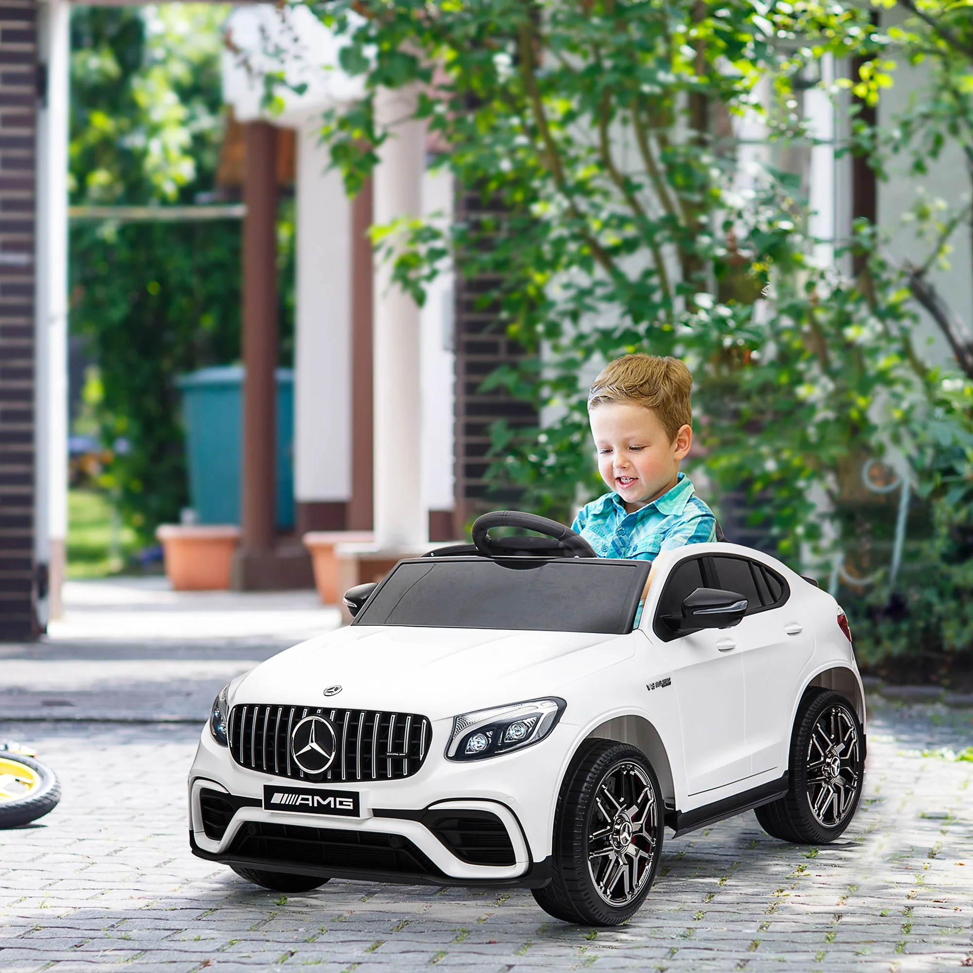 HOMCOM Kinder Elektroauto Mercedes-Benz mit Fernbedienung & Sicherheitsgurt Weiß