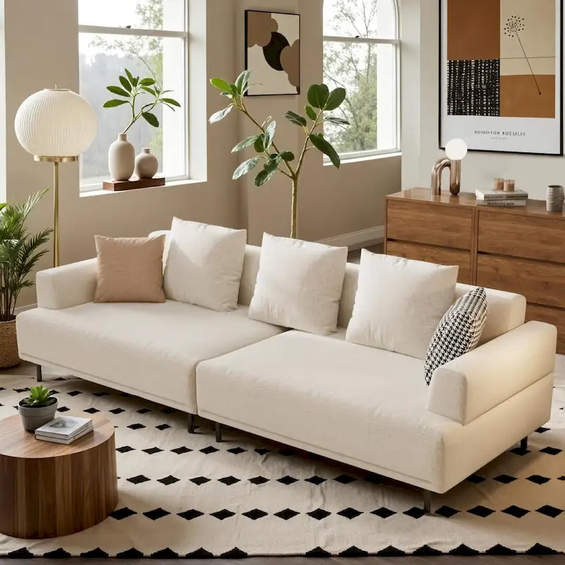 Contemporary Deep Seat Sofa with Cushions, Elevated Legs, Cozy Living Room Seating, Ideal for Apartments