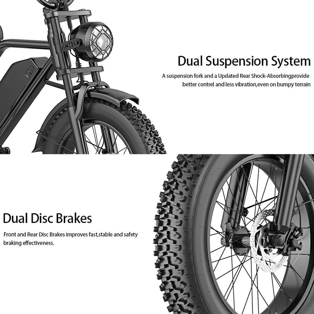 BK20 Electric Bike for Adults, 48 V, 20 Ah, Removable Battery, Large Range, Wide Tyres 20 x 4.0, Electric Mountain Bike, Electric Bike, All-Terrain Electric Bike.