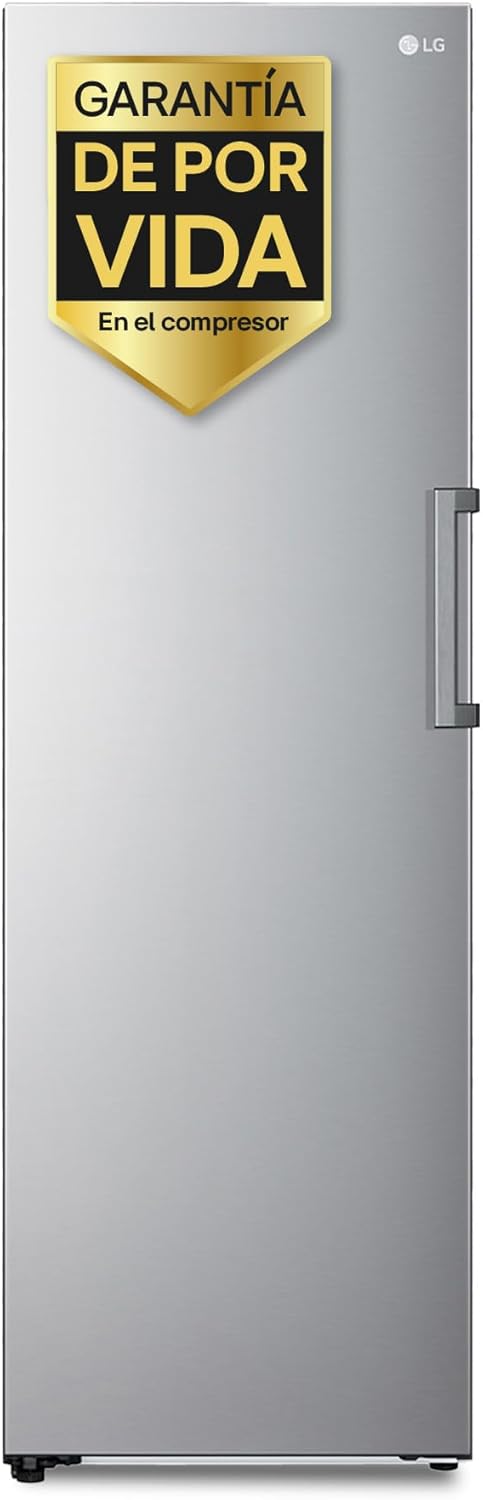 LG GFT41PZGSZ - Congelador No Frost Total, 1 Puerta, Compresor Smart Inverter, de 355 L y 186 cm, Congelador Vertical con Funcion de Congelacion Rapida, Color Inox