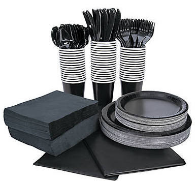 Black Tableware Party COMPLETE Pack for 48 | 386814