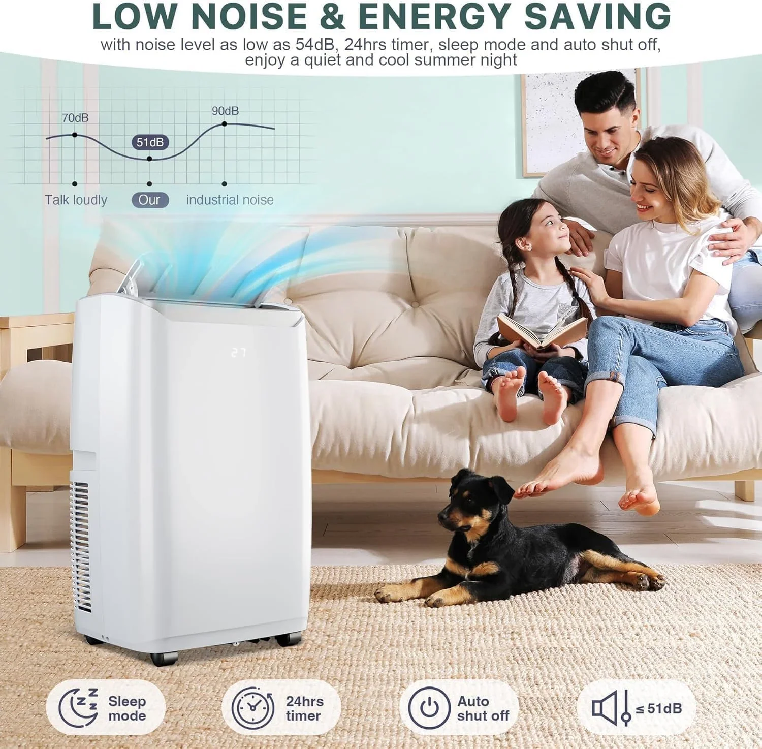 Aires acondicionados portátiles, AC portátil de 12000 BTU para habitaciones de hasta 550 pies cuadrados, AC 3 en 1 con enfriamiento rápido, deshumidificador y ventilador de tres velocidades, temporizador de 24 h/control remoto/ultra silencioso para