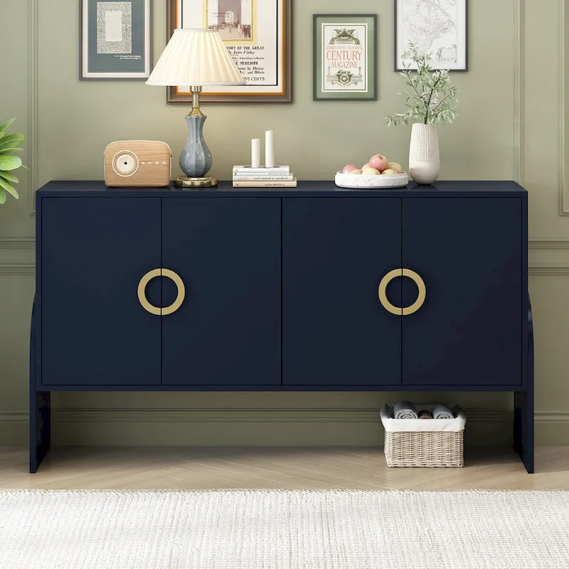 Four-Door Metal Handle Storage Cabinet for Living Room and Bedroom