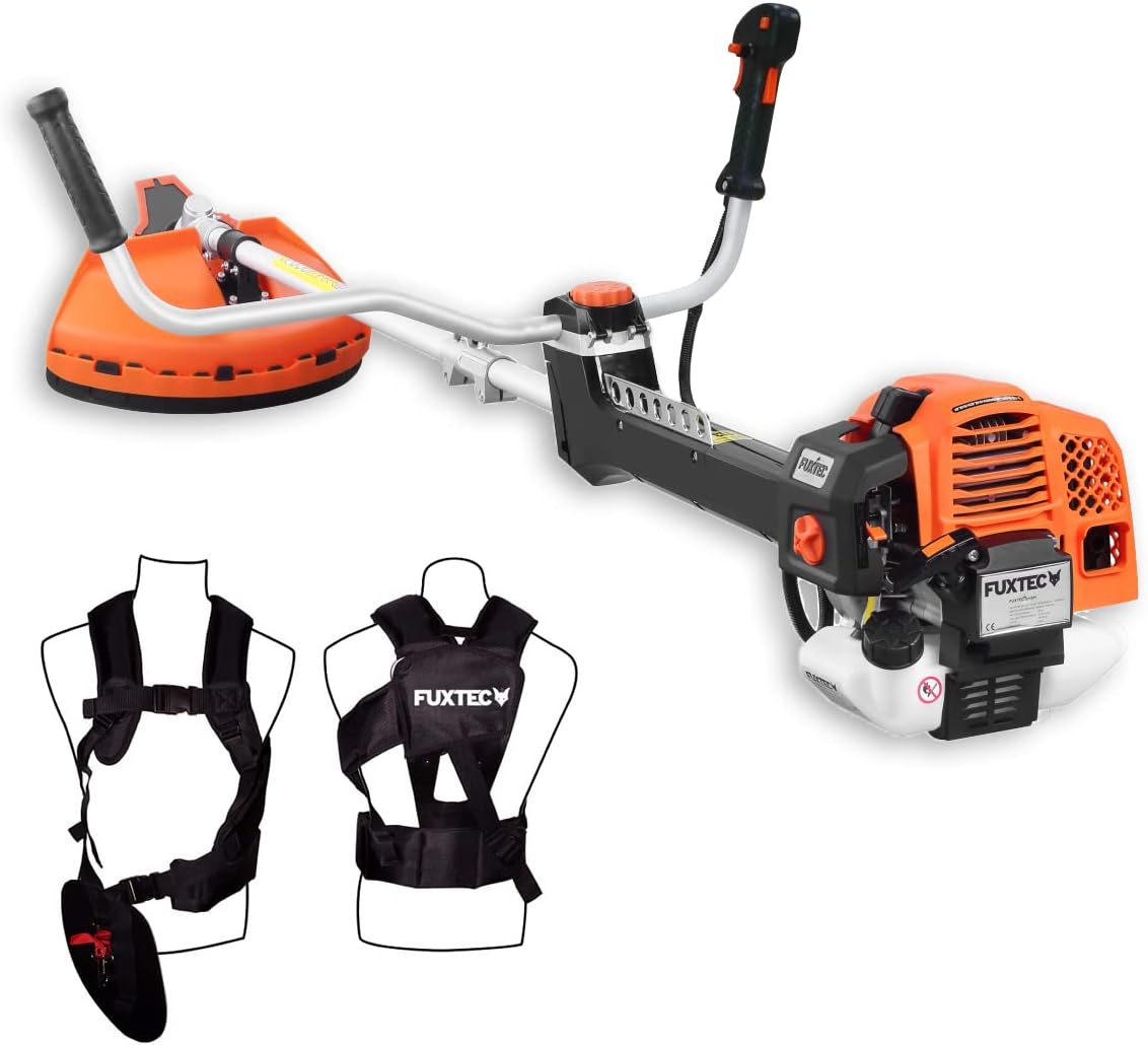 2026 FUXTEC Desbrozadora profesional de gasolina de 62 cc, 3,5 CV, Multiherramienta 2en1, con correa para el hombro, sistema antivibratorio recortadora multifunción Motor 2 tiempos