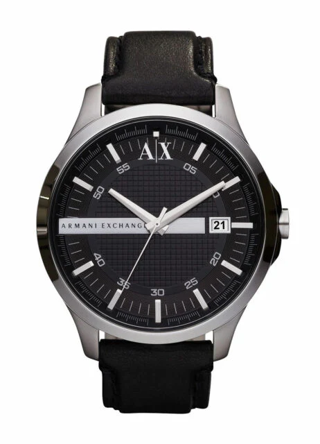 Armani Exchange Whitman Black Dial Black Leather Silver Watch - AX2101