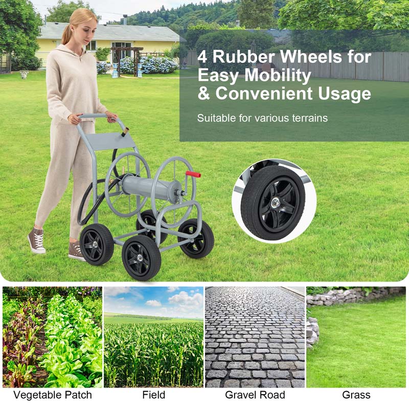 Garden Hose Reel Cart Holds 330 FT of 3/4