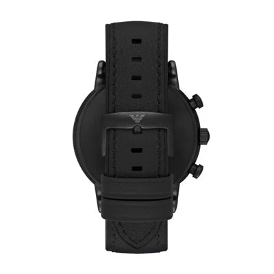 Emporio Armani Luigi Chronohraph Black Dial Black Leather Strap Watch AR1970