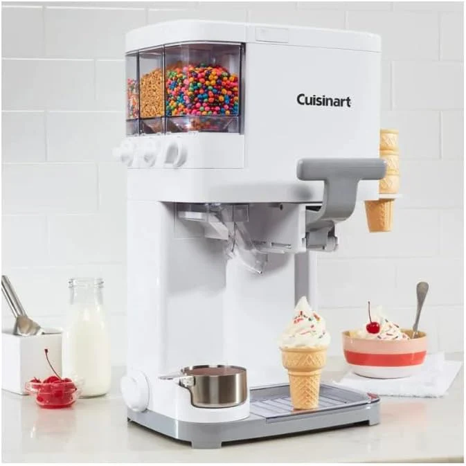 Cuisinart Soft Serve Ice Cream Machine- Mix It In Ice Cream Maker for Frozen Yogurt, Sorbet, Gelato, Drinks 1.5 Quart, White, ICE-48