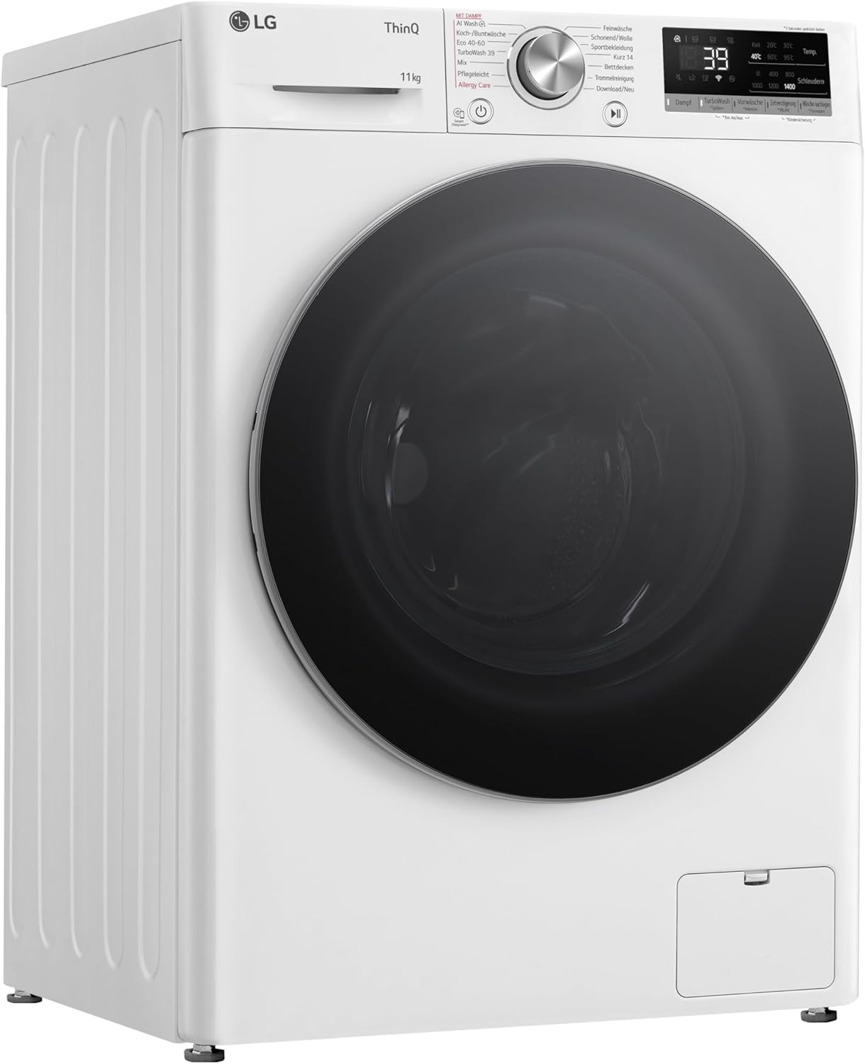 LG F4WV7080, Klasse A, Frontlader-Waschmaschine 8 kg, 1400 U/Min, AI Direct Drive, Wi-Fi, Tiefenreinigung mit Dampf, Große Kapazität, TRIPLE A, Außentür aus Sicherheitsglas, 62 x 60 x 85 cm ꟷ Weiß