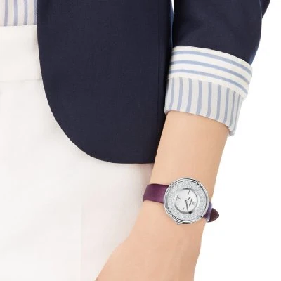 Swarovski Eternal Crystalline Silver Dial Purple Leather Strap Women's Watch 5295355