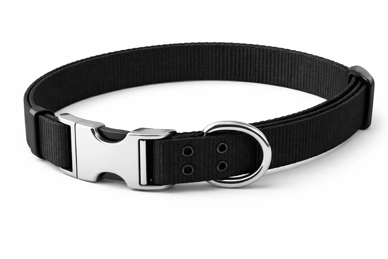Adjustable Dog Collar – Nylon Collar with Metal Buckle & D-Ring