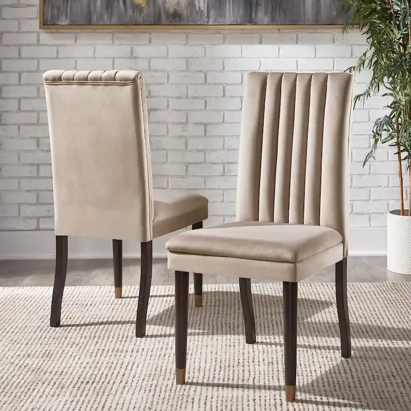 Noricum Velvet Channel-Back Dining Chair Set (2 Pieces)