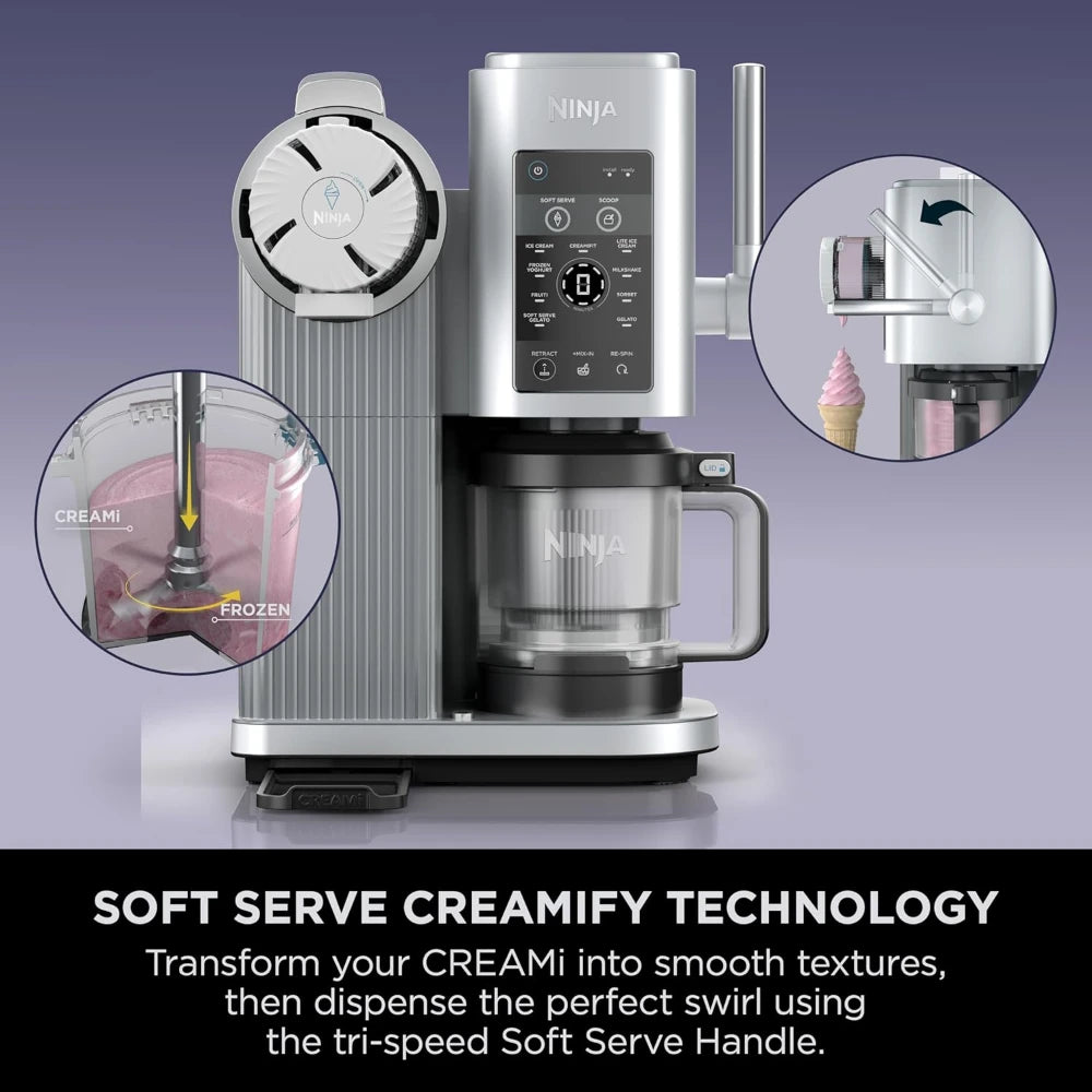 Ninja Swirl by CREAMi 13 in 1 Soft Serve and Ice Cream Maker - Platinum Silver | NC701UK