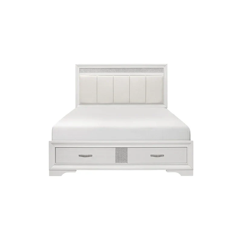 Beatrice 4-Piece White Modern Faux Leather Upholstered Storage Bed
