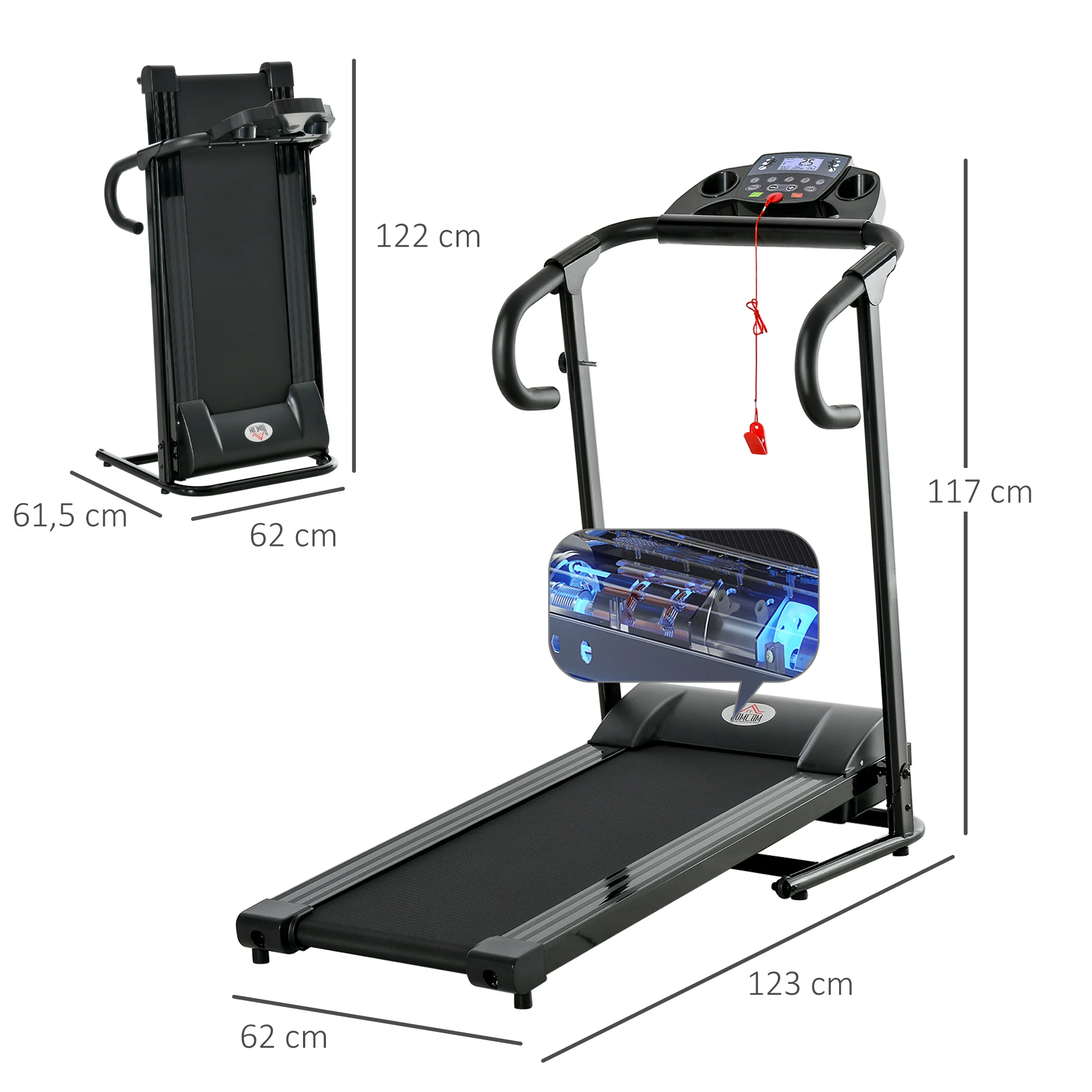 HOMCOM loopband opklapbaar elektrisch 500 W 1-12 km