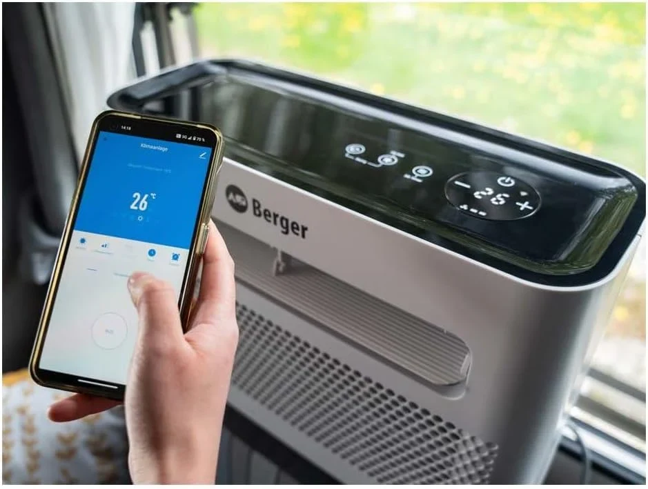 Aire acondicionado portátil BERGER Arktar 5000 Pro con calefacción | Aire acondicionado móvil para camping, caravanas y autocaravanas | Unidad de aire acondicionado para refrigeración y deshumidificación | Control por aplicación y función de temporiz