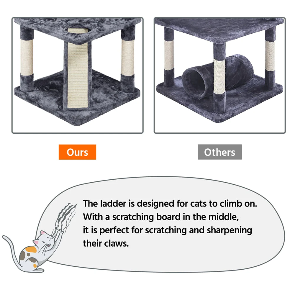 Árbol para Gato de Gran Formato Topeakmart 175 cm con 2 Cuevas y Rascadores, Gris Oscuro