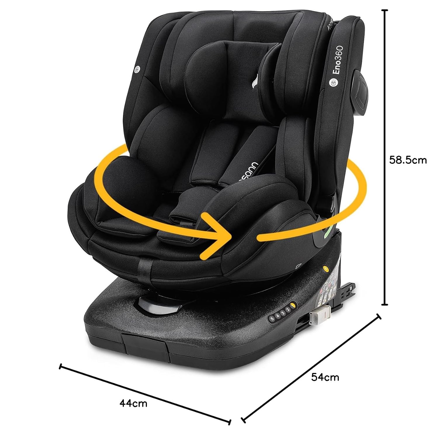 Osann Eno360 i-Size, drehbarer Kindersitz 40-150 cm, Reboarder mit Isofix, Baby Autositz �C Dark Grey Melange