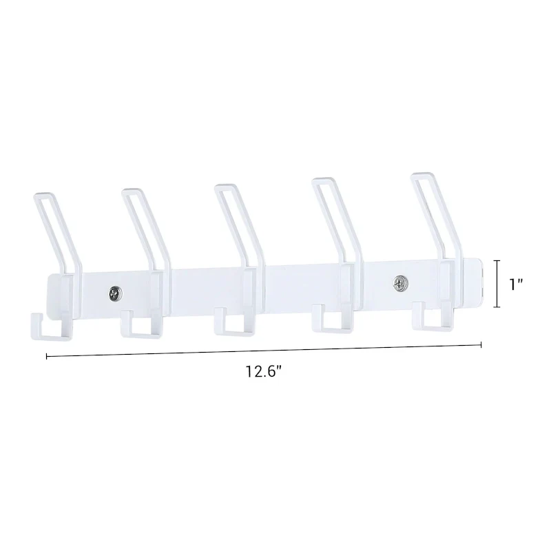 Wall-Mounted Coat Rack with 5 Hooks - 1 Pack, Perfect for Entryway - Dimensions: 12.6 x 1 in