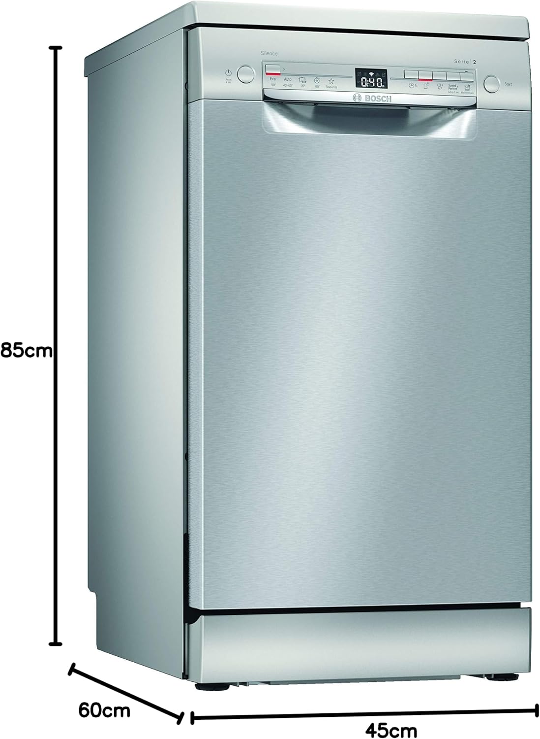 Bosch SPV2IKX10E Serie 2 Smarter Geschirrspüler vollintegriert, 45 cm breit, Besteckkorb, Extra Trocknen auf Knopfdruck, InfoLight roter Lichtpunkt am Boden, AquaStop Schutz gegen Wasserschäden, Weiß