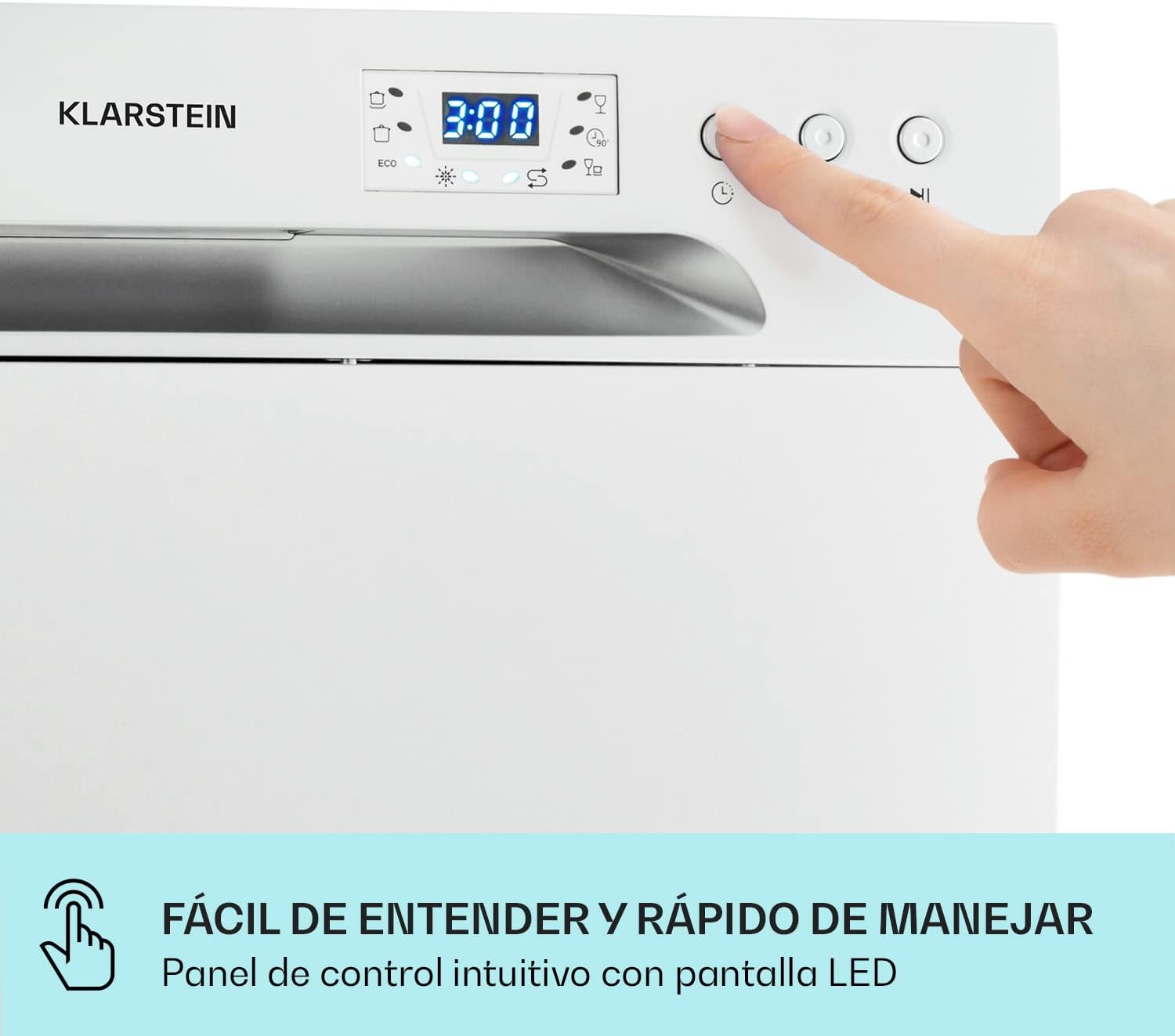 Lavavajillas Klarstein para Encimera Pequeña, Mini Lavavajillas 6 Cubiertos Portátil en Mesa Silenciosa, 6 Programas de Lavado, Lavavajillas Compacto para Uso en Hogar y Oficina