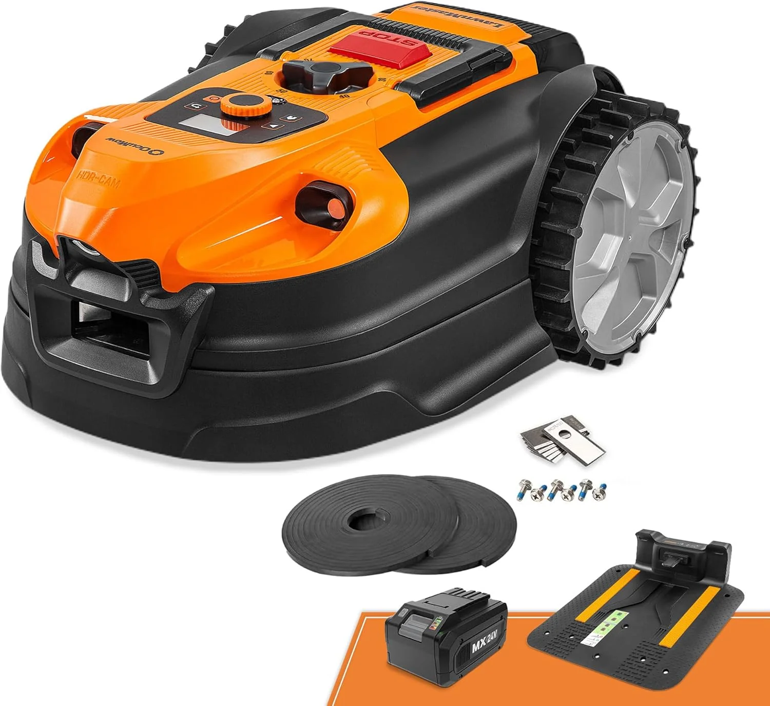 LawnMaster VBRM16 OcuMow™ Robots Electric Lawn Mowers for Gardens of 100 m2 Cut 20-60 mm, Slope 35% with Lithium Ion Battery MX 24V 4.0Ah and Fast Charger