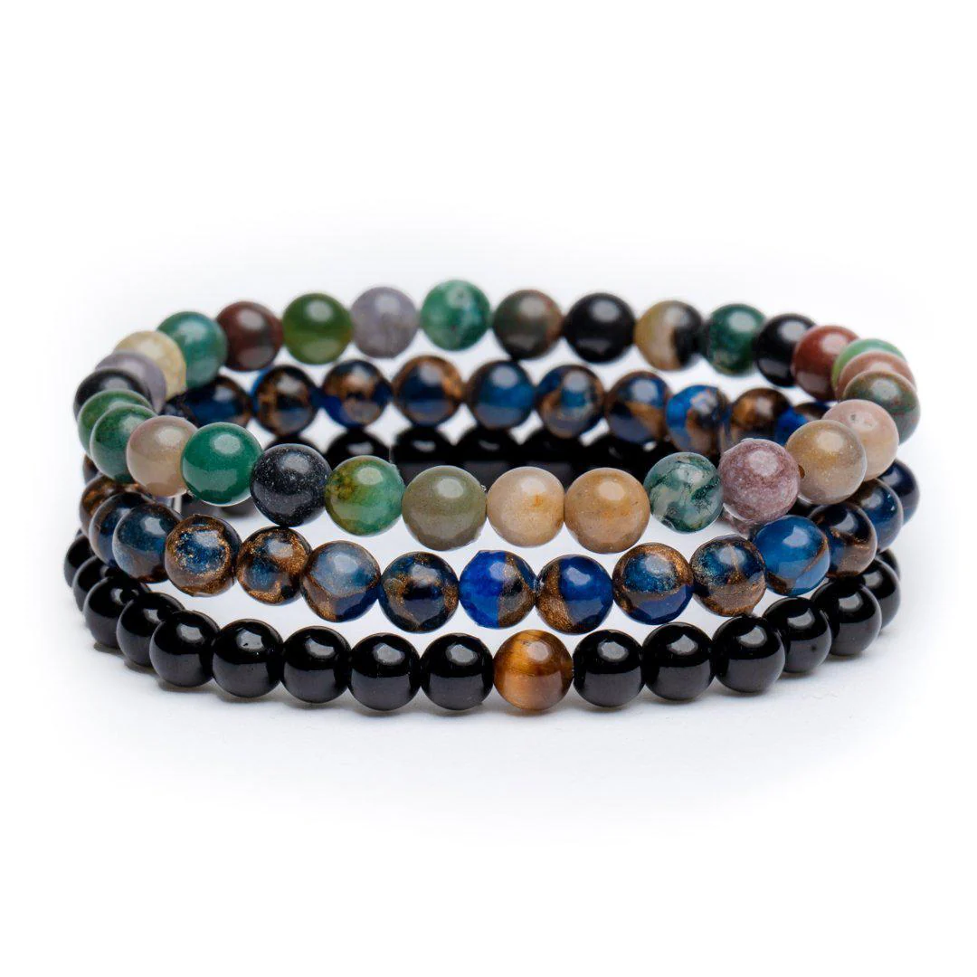 Set van 3 - Balans Armbanden - Agaat & Tijgeroog - Inzicht