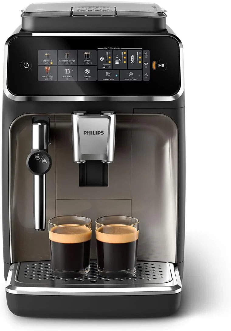 Philips 2300 Serie Vollautomatische Espressomaschine - 4 Getr?nke, modernes Farb-Touchscreen-Display, LatteGo-Milchsystem, SilentBrew, Keramikmahlwerk, AquaClean-Filter. Wei?es Chrom (EP2333/40)