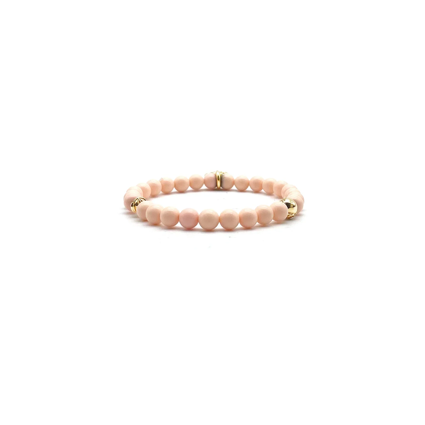 6mm 22K Gold BS Fleur Pink Beaded Chrome Hearts Bracelet