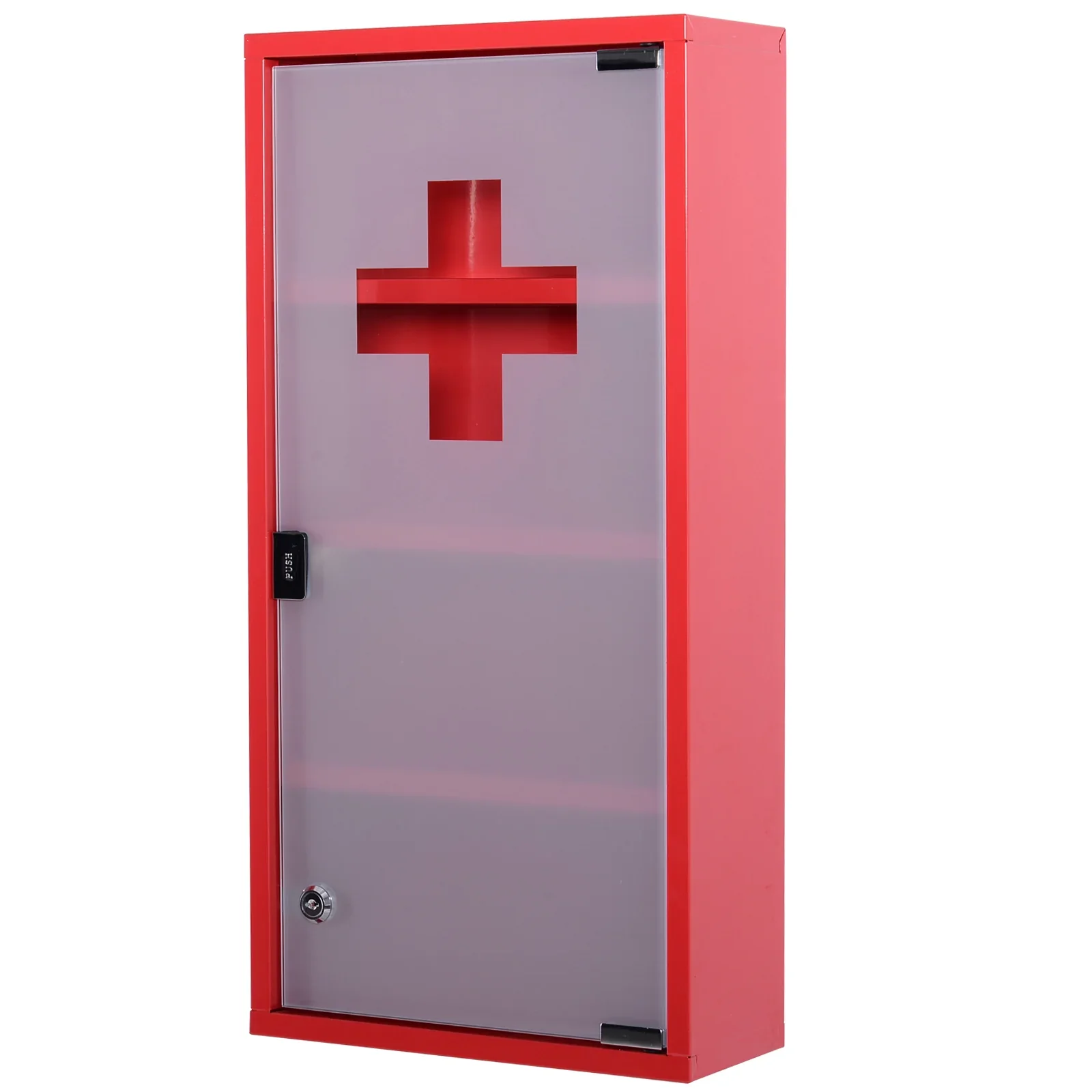 HOMCOM Medicijnkast afsluitbaar Tip-On automatisch veiligheidsglas