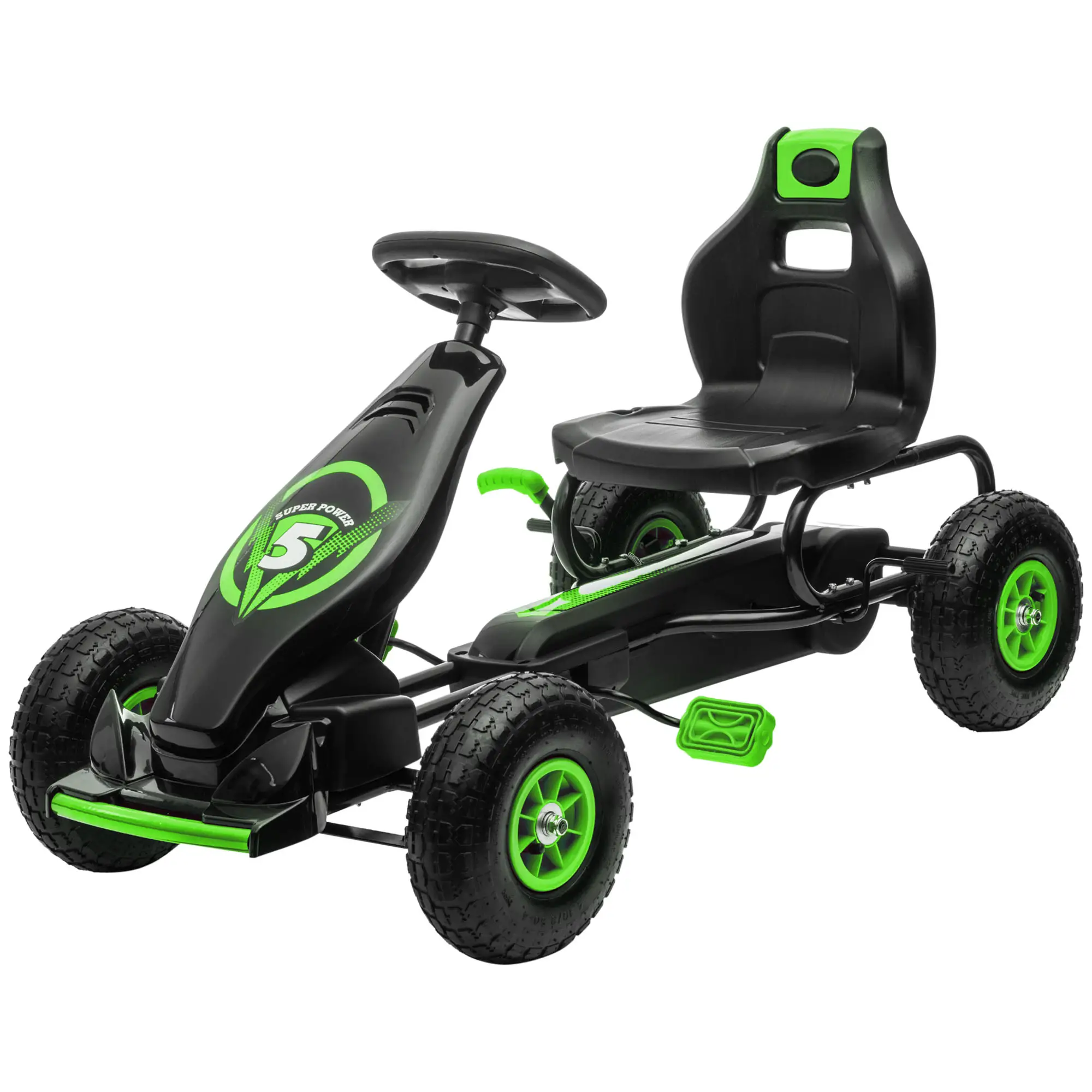 HOMCOM Gokart Kinderfahrzeug 3-fach verstellbarer Sitz Gummireifen