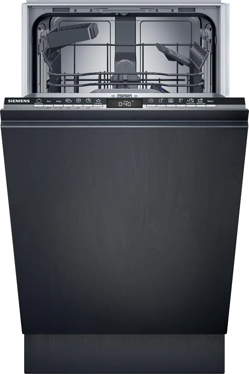 Siemens SR65YX08ME, iQ500 Smarter Geschirrspüler Vollintegriert, 45 cm breit, Besteckschublade, Zeolith, extra leise, aquaStop, automatische Türöffnung nach Programmende, varioSpeed, Innenbeleuchtung