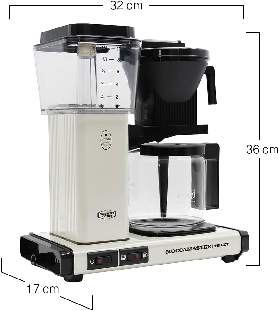 Moccamaster KBG Select, Kaffeemaschine, Retro Kaffeemaschine, Filterkaffee, Off-White, 1.25L