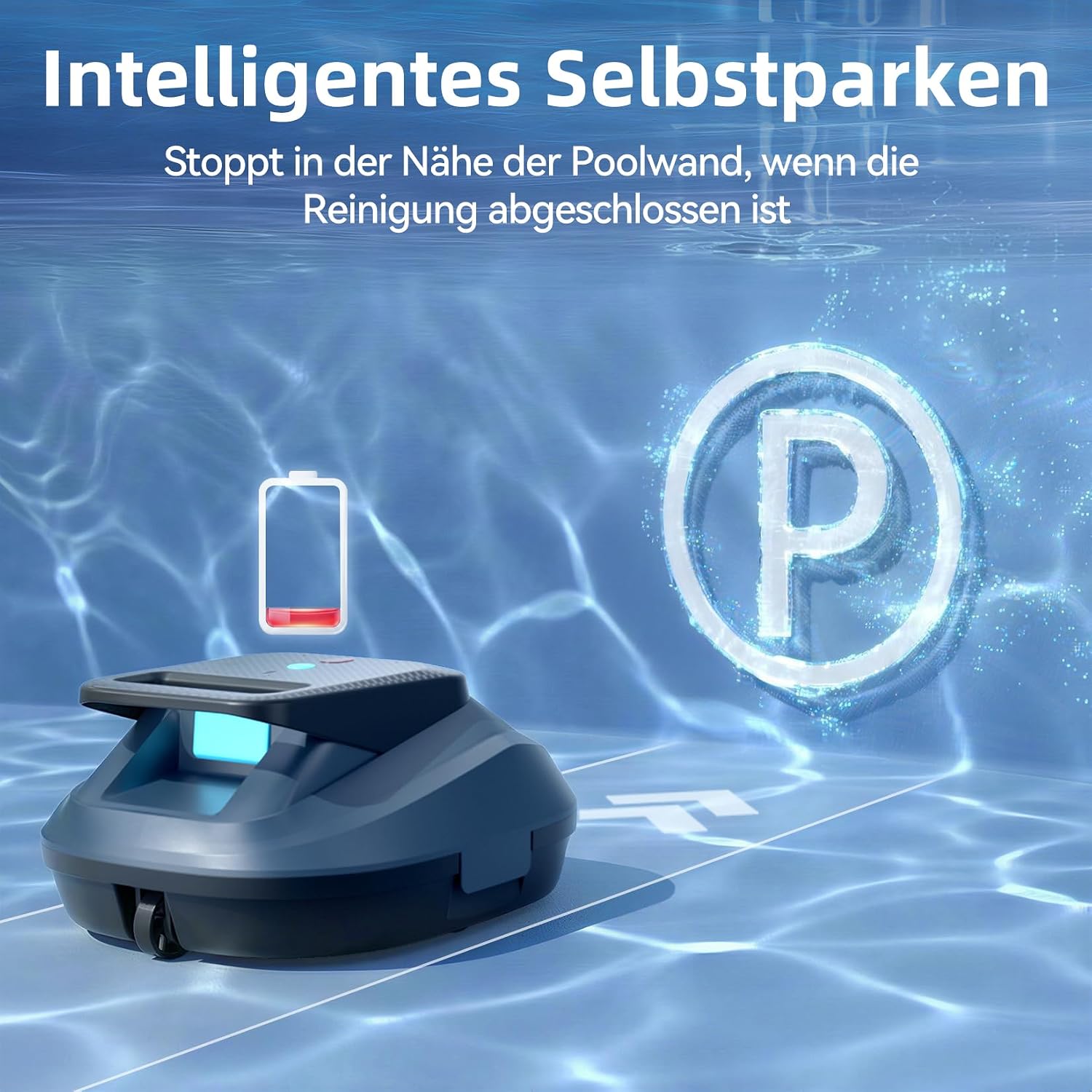 (2026 Neu) X2 Poolroboter Akku mit 200 Min Laufzeit, Kabelloser Poolsauger Auto-Parkfunktion, 3.3 h Schnellladung, für Aufstellpools & Ebene eingelassene Pools bis 120m², Blau