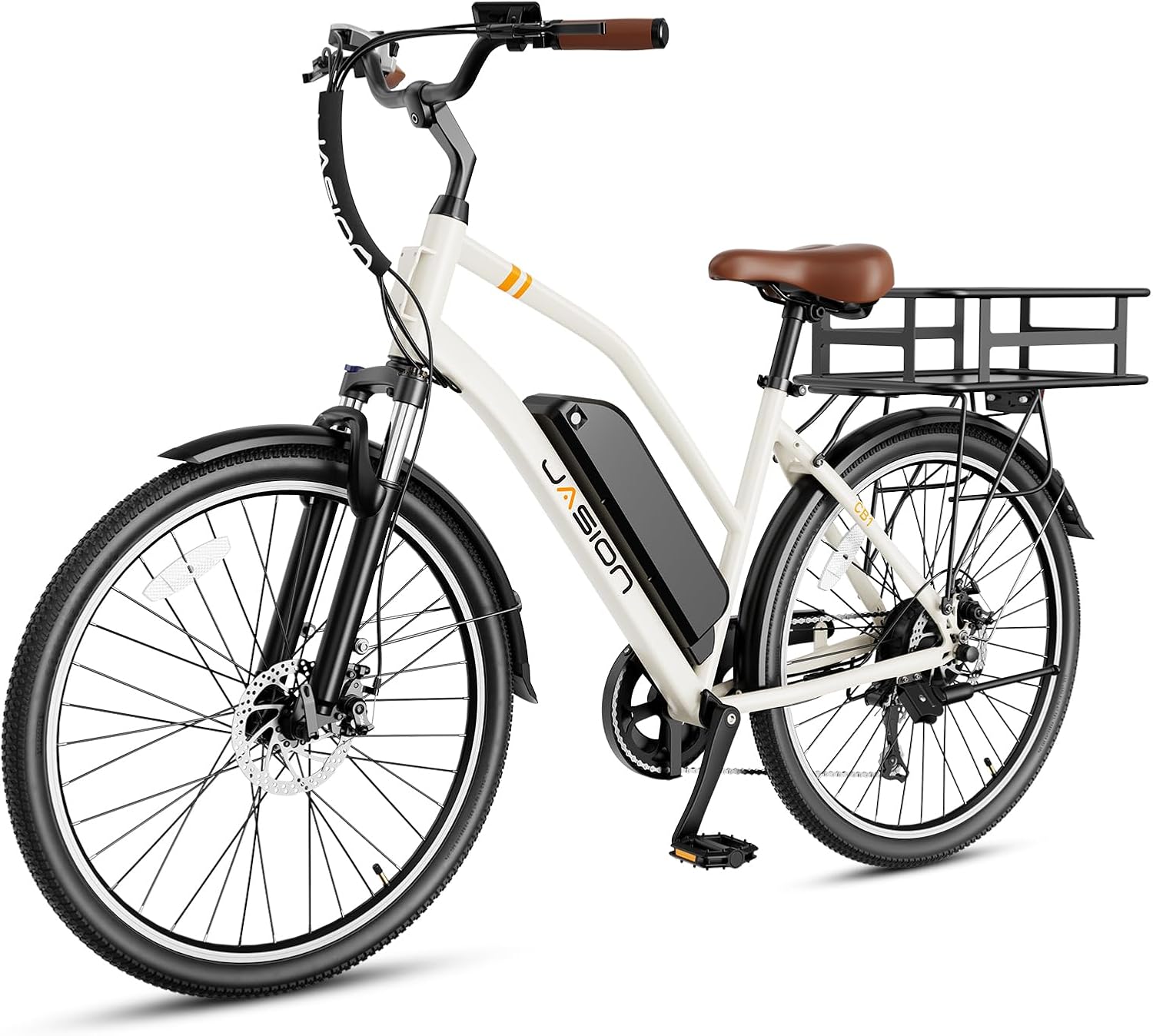 Jasion CB1 Electric Bike for Adults, 1000W Motor Peak Ebike, 450Wh Removeable Battery, 26'' City Cruiser Bicycle, 22 MPH Commuter Women Ebike, 7-Speed Gear