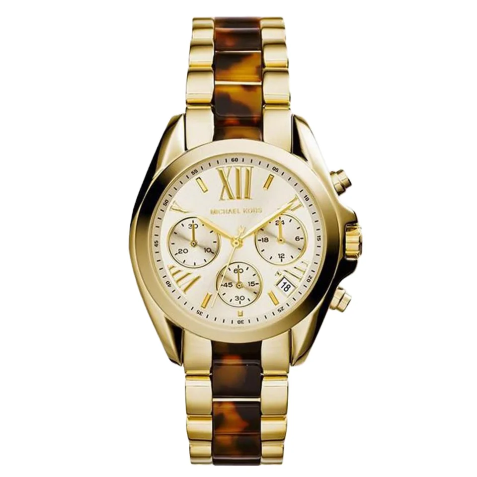 Michael Kors Mini Bradshaw Chronograph Tortoise and Gold Women's Watch - MK5973