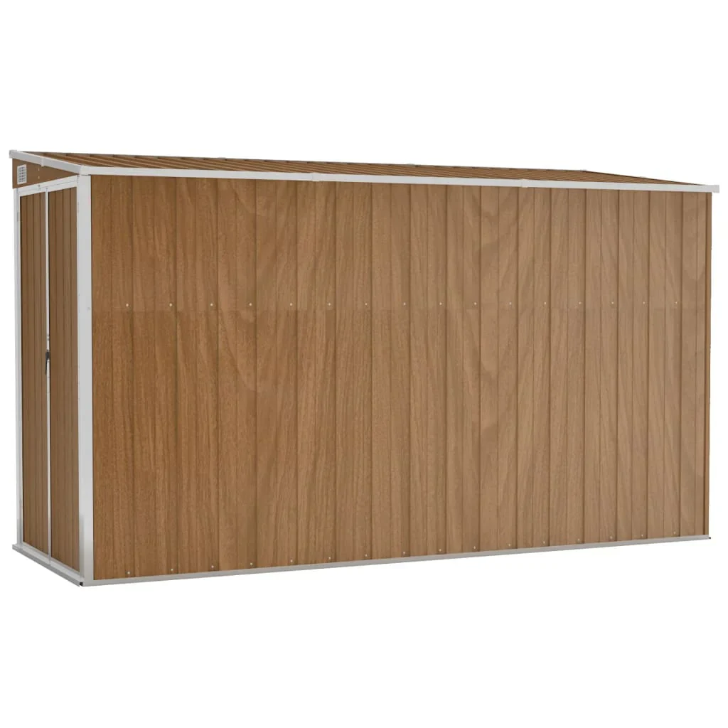 2025 Cobertizo jardín pared acero galvanizado marrón 118x288x178 cm v3033
