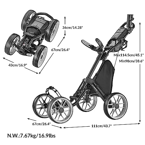 Caddytek CaddyCruiser One Versione 8 Grigio Scuro, Golf Push Carrello Unisex Adulto, Taglia Unica : Amazon.it: Sport e tempo libero