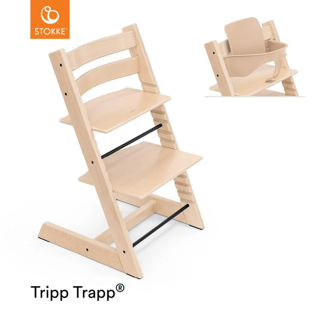 2025 Stokke Tripp Trapp kinderstoel ?C Meegroeiende stoel in naturel, ergonomisch & in hoogte verstelbaar