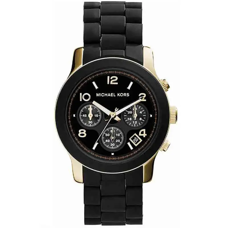 Michael Kors Runway Chronograph Black Rubber and Gold Strap Watch - MK5191