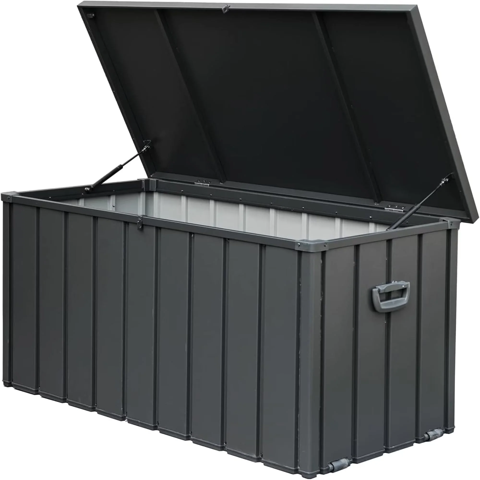 100 Gallon Outdoor Storage Deck Box Waterproof, Large Patio Poolside Storage Bin for Outside Cushions, Throw Pillows, Garden Tools (Dark Gray)