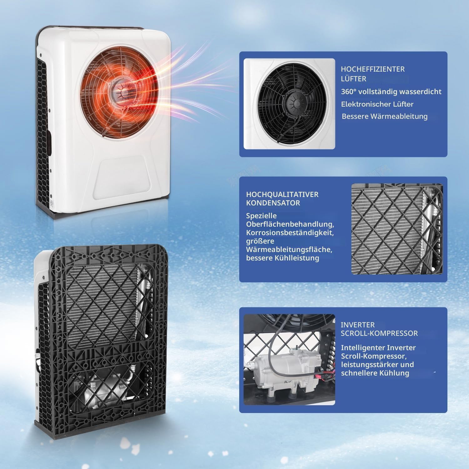 12V LKW Klimaanlage 10000BTU Split Electric AC Unit 12 Volt Fit für Wohnmobile Wohnmobil Bus Anhänger Traktoren Camper Van Parken Klimaanlage Schnelle Kühlung Low Noise