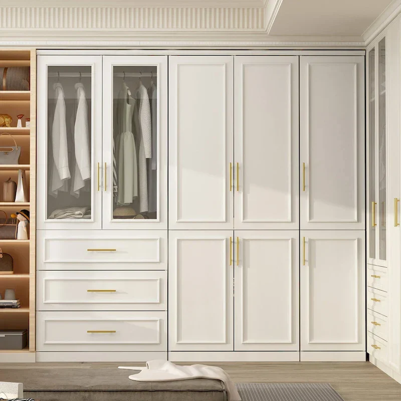 74.8-Inch Tall Large Modular Wardrobe Closet with Glass Doors