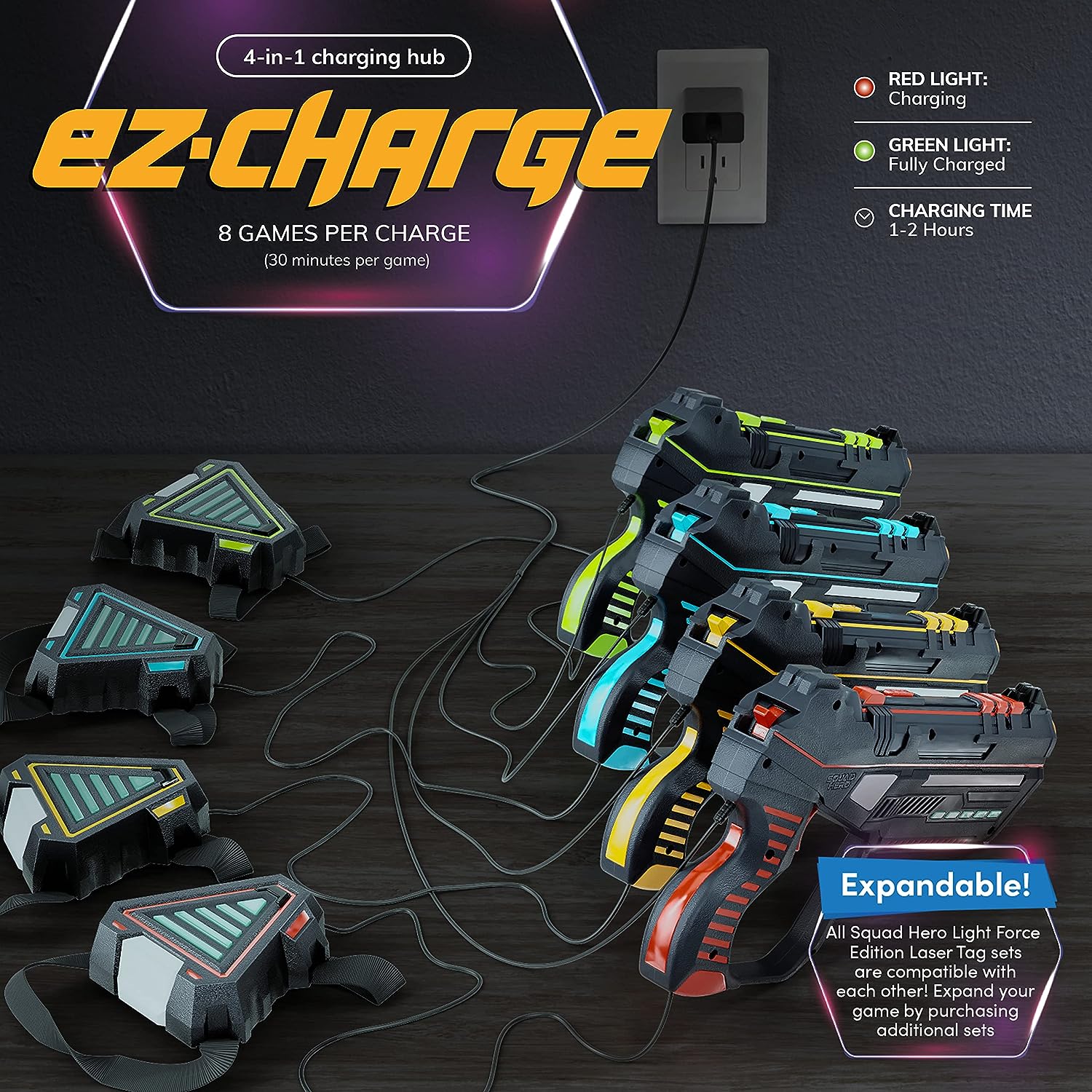 Rechargeable Laser Tag Set for Kids, Teens & Adults, with Gun & Vest Sensors - Fun Ideas for Age 8+ Year Old Cool Toys - Teen Boy Games - Outdoor Teenage Group Activities for Boys & Girls - Kids Gifts