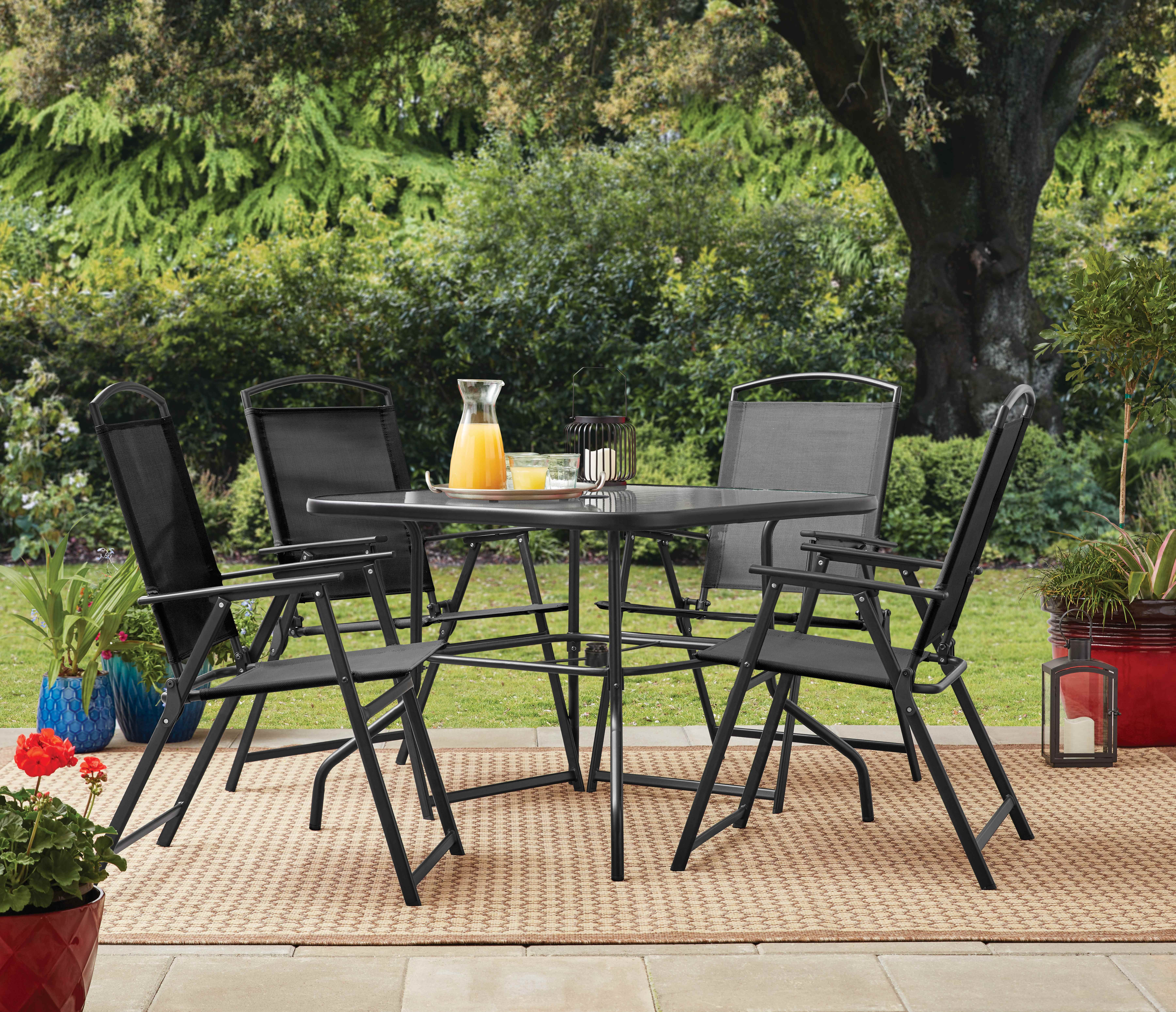 2025 Juego de comedor exterior Mainstays Albany Lane de 5 piezas, negro