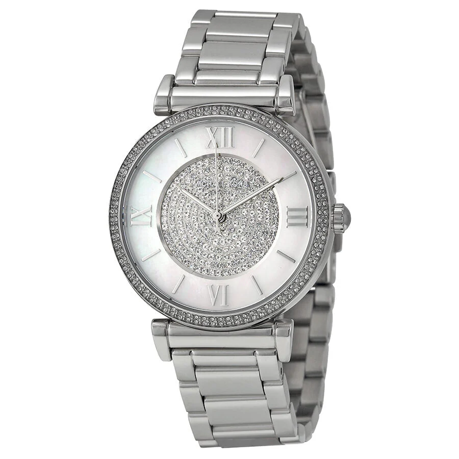 Michael Kors Caitlin Silver Crystal Pave Silver-Tone Women's Watch - MK3355