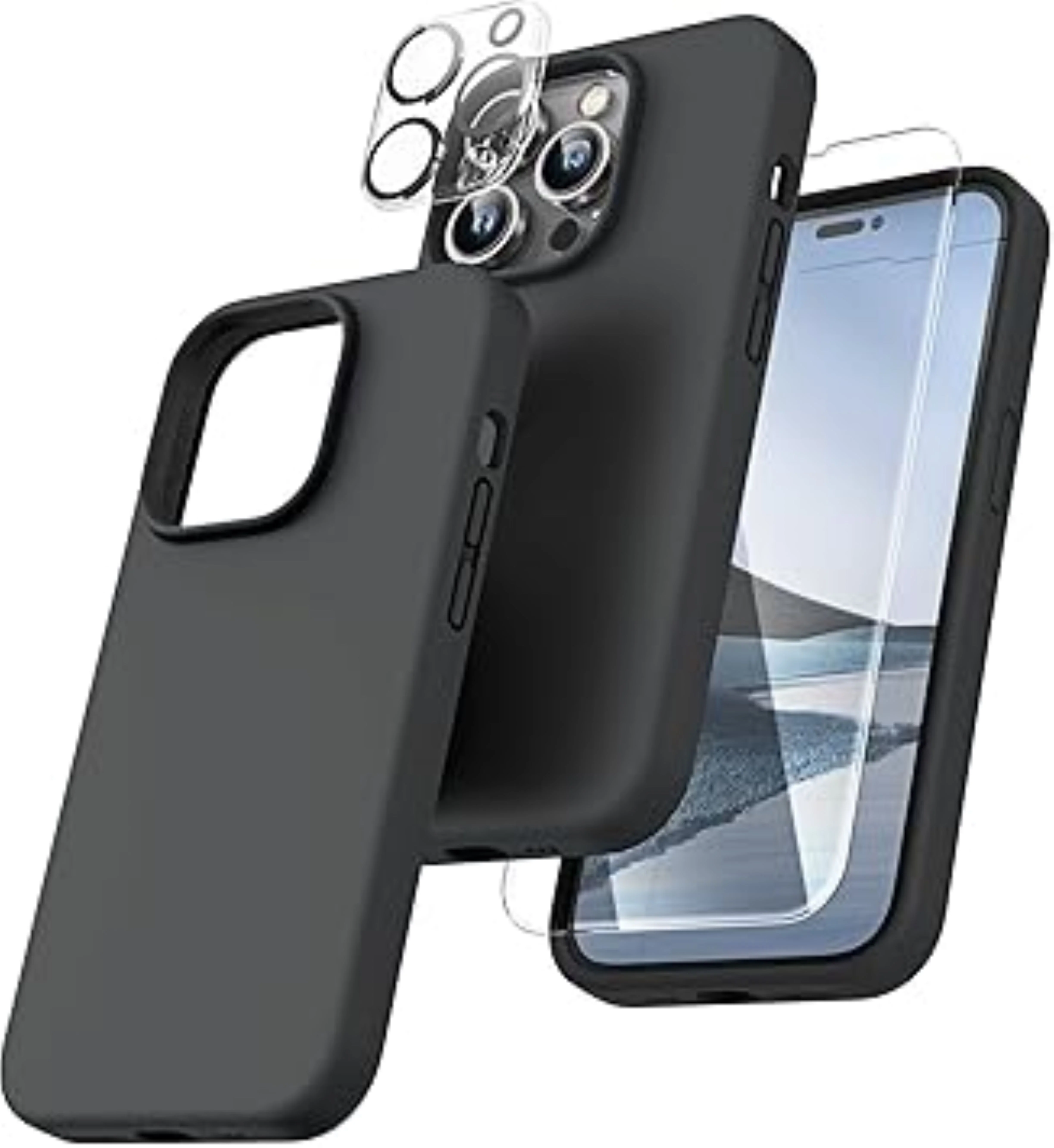 Handyh��lle f��r iPhone mit Display Schutz Glas und Kamera-Schutz  3-in-1 Set