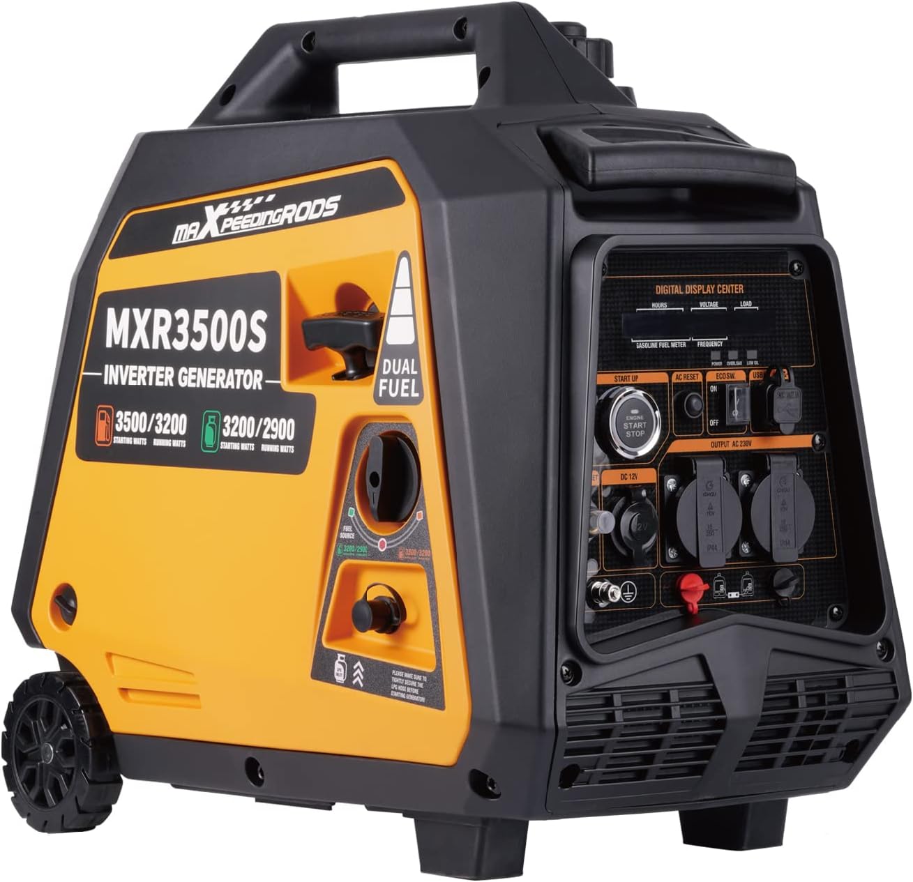maXpeedingrods Stromgenerator Inverter 3500W Generator Gas Leise mit Elektrostarter Fernbedienung Stromerzeuger LPG Benzin Digitaler Leicht als Notstromaggregat für Camping Garage Reise Outdoor
